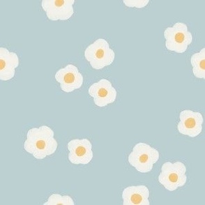 Painted Springtime Minimalist Daisies in Cream, Buttercup Yellow + Light Baby Blue