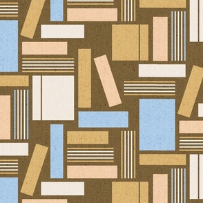 (L) Geometric library mid century brown