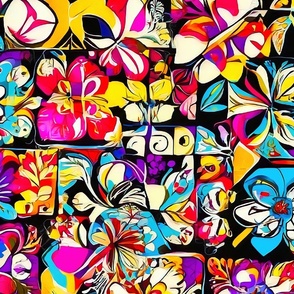 colorful boho flower abstract design