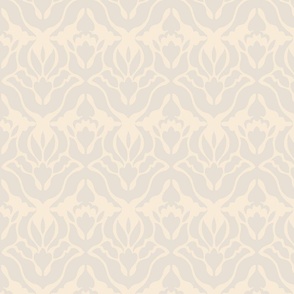 neutral cream background and grey damask flowers and leaves