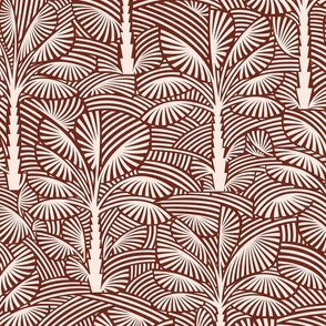 Exotic Palm Trees - Decorative, Tropical Nature on Burnt Sienna / Large