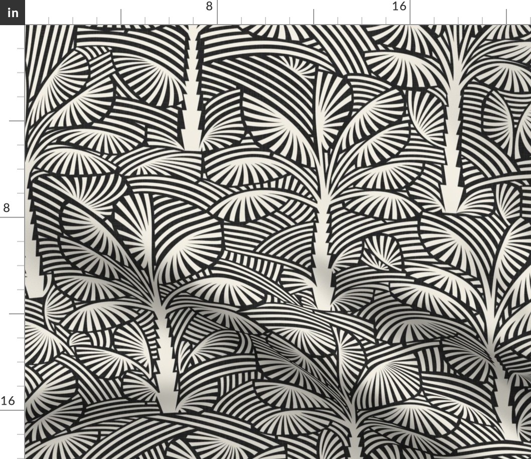 Exotic Palm Trees - Decorative, Tropical Nature in Charcoal and Cream Shades / Large