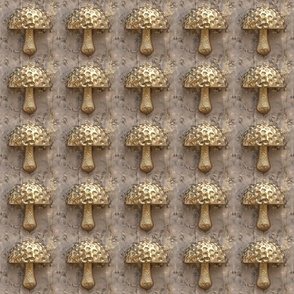 Golden Textured Mushroom Cap on Grunge Background