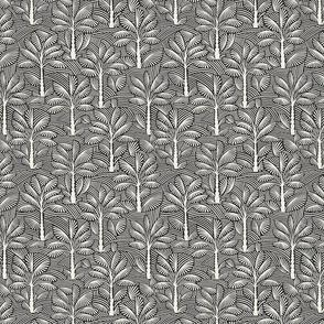 Exotic Palm Trees - Decorative, Tropical Nature in Charcoal and Cream Shades / Medium