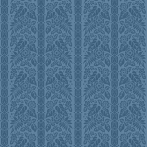 Victorian floral stripe, medium blue