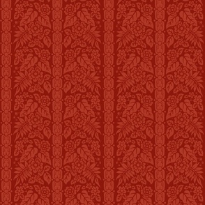 Victorian floral stripe, poppy red