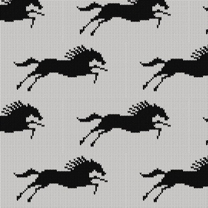 knit running horse native silhouette in black & white