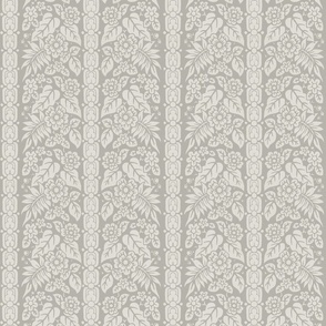 Victorian floral stripe, warm light grey