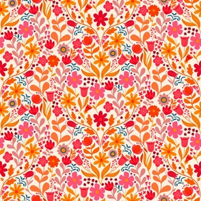 Ada spring floral red pink orange repeat tile