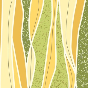 (L) Mid Century Modern Warm Vertical Waves Warm Minimalism Lemon Peel