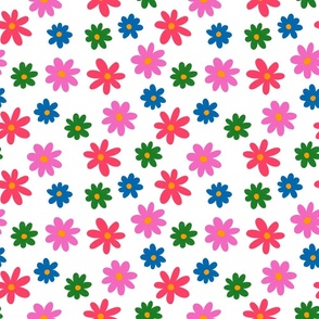 Dotty simple floral white green blue pink purple