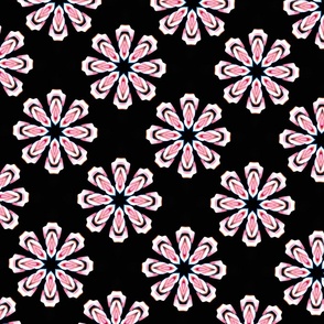Black Pink and White Floral Print