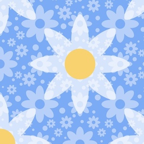 Spring Daisies (blue and yellow) (Large)