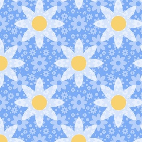 Spring Daisies (blue and yellow) (medium)