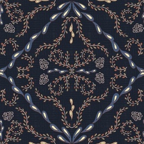 Vintage Floral Tiles 7 Fall Blue