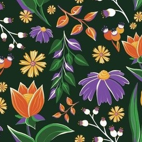Dark florals (digital flower illustration)