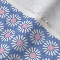Retro Daisy Periwinkle white pink SMALL SCALE