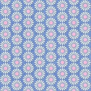 Retro Daisy Periwinkle white pink SMALL SCALE