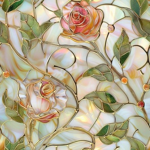 Stained Glass Pink Roses
