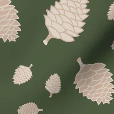 Pinecones on Green