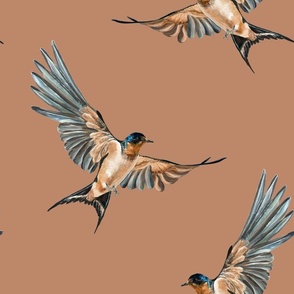 Large Scale Barn Swallow Birds on Terracotta