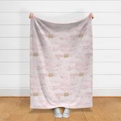 Cozy Night Sky- Pastel Pink- Full Moon and Stars Over the Clouds- 21 Cotton Candy Clouds- Light Baby Pink- Soft Pastel Pink- Bedroom Wallpaper- Monochromatic Wallpaper- Large