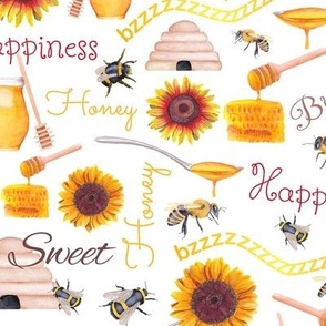 Honey Bees and Sunflowers (medium)