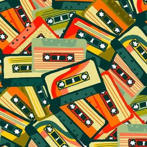 Orange Green Yellow Retro Cassette Tape Mixtape Memories