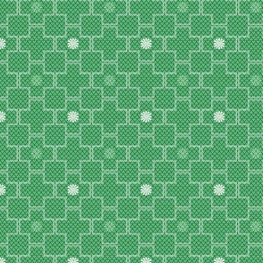 Interlocking Square Tiles with Stars in Green and White  Small 