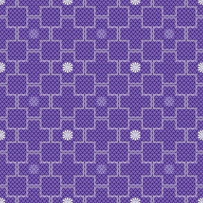 Interlocking Square Tiles with Stars in Violet and White    