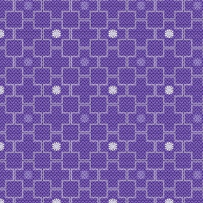 Interlocking Square Tiles with Stars in Violet and White  Small  