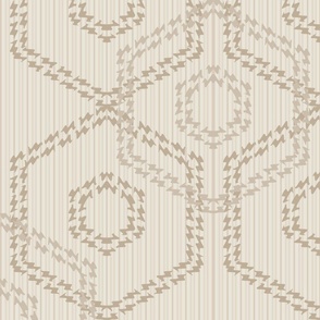 (XXL) Pale Minimalist Geometric Hexagon Pattern in Tan