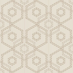 (L) Pale Minimalist Geometric Hexagon Pattern in Tan