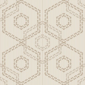 (XL) Pale Minimalist Geometric Hexagon Pattern in Tan