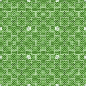 Interlocking Square Tiles with Stars in Lime Green and White