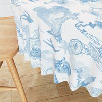Larger Preppy Nautical Toile in Light Blue - Sailboats, Lighthouses and Anchors