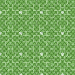 Interlocking Square Tiles with Stars in Lime Green and White Small 