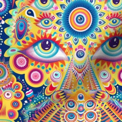 Eyes of Wonder - Radiant Psychedelic Vision Pattern