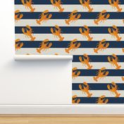 Yellow lobsters and navy stripes