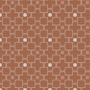 Interlocking Square Tiles with Stars in Coffee and White  Small  