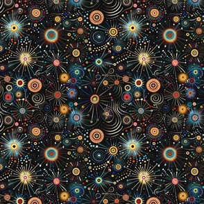 Celestial Fireworks - Abstract Galaxy Pattern