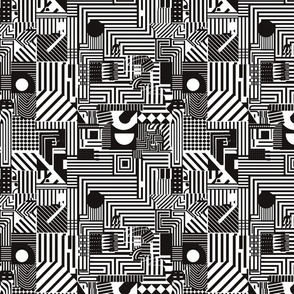 Monochrome Maze Abstract Pattern