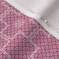 Interlocking Square Tiles with Stars in Dusty Pink and White  Small  