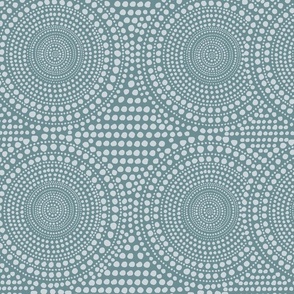 Blue on Blue Geometric Circular Gouache Polka Dots Delight