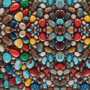 Glazed Pebble Collage ,   mural , large