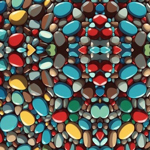 Glazed Pebble Collage ,   mural , large 
