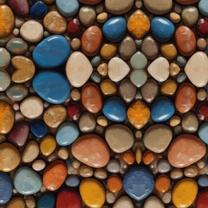 Glazed Pebble Collage ,   mural , large