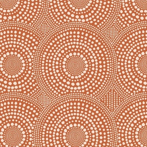 Orange and Cream Geometric Circular Gouache Polka Dots Delight Design
