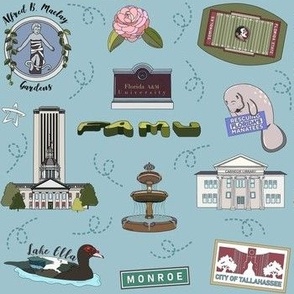 Tallahassee The Capital of Florida landmarks pattern in blue
