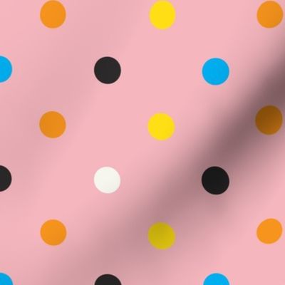 Bright Multi Mixed  Polka Dots Pink